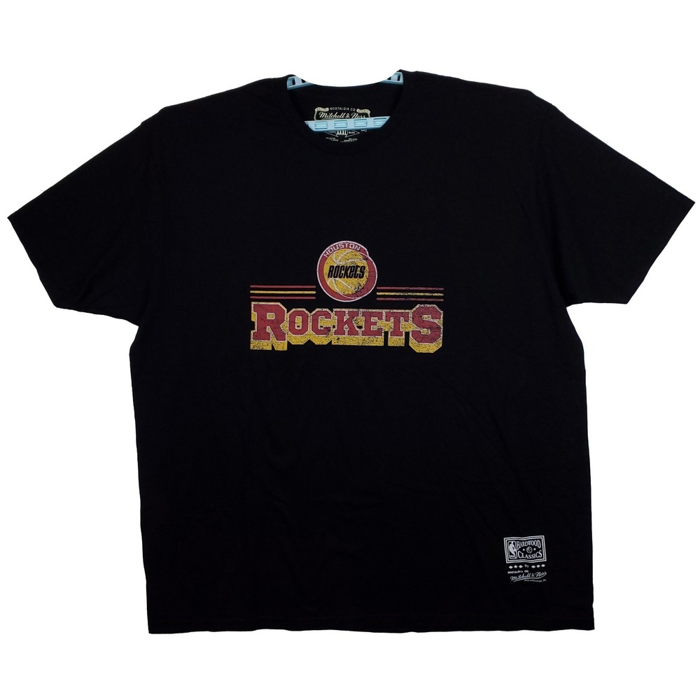 Houston Rockets Mitchell & Ness NBA 3XL‎ XXXL Shirt Distressed Logo Black NWT